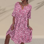 Robe à Demi-manches à Imprimé Floral