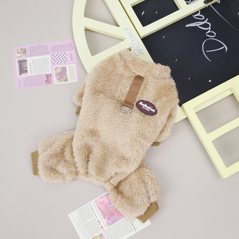 Combinaison Élastique en Polaire pour Animaux de Compagnie avec Anneau de Traction
