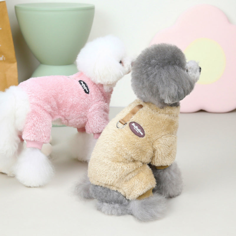 Combinaison Élastique en Polaire pour Animaux de Compagnie avec Anneau de Traction
