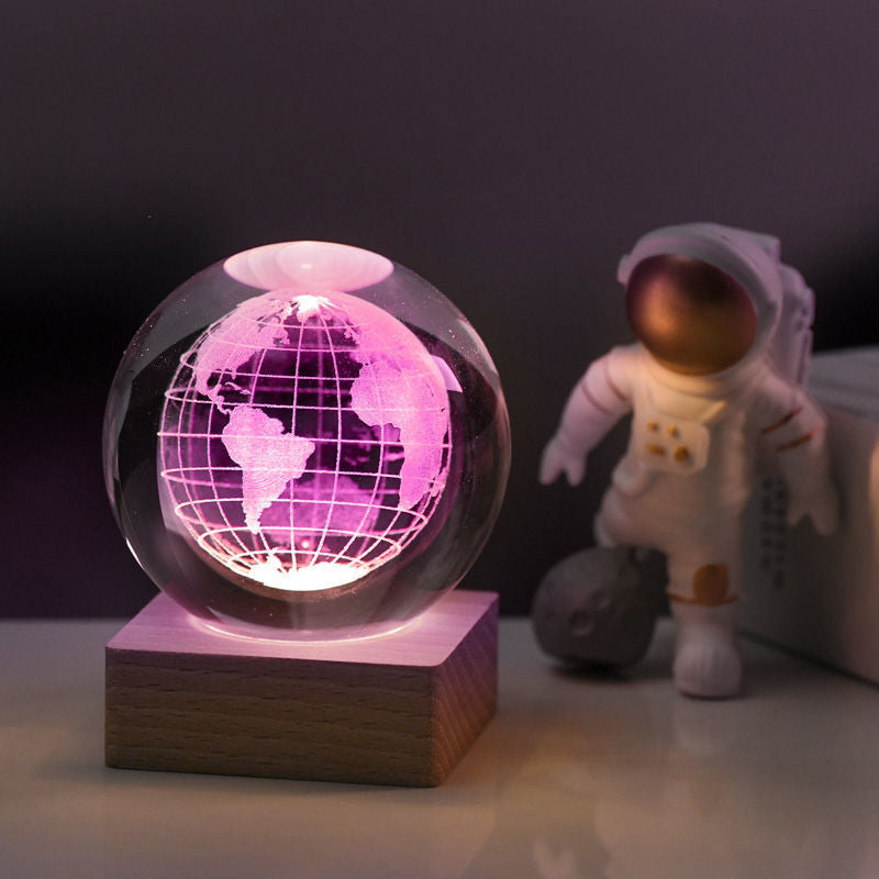Lampe de veilleuse boule de cristal 3D Galaxy