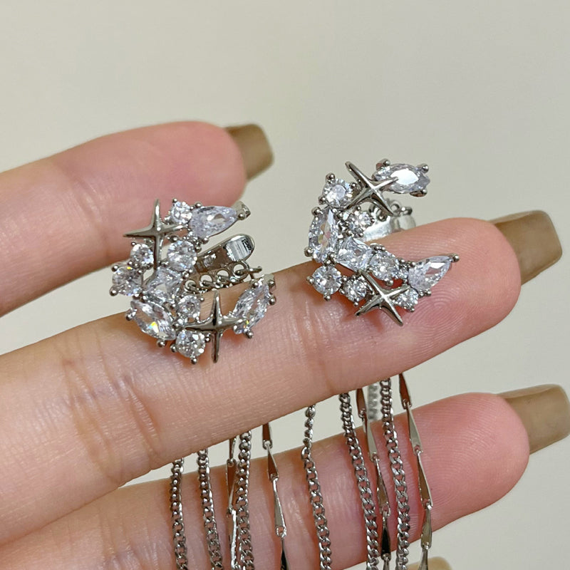 Clips d'Oreille avec Étoiles en Zircon