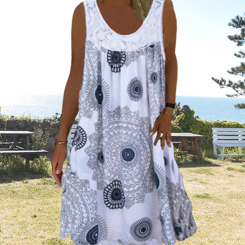 Robe d'été sans manches à col rond pour femmes