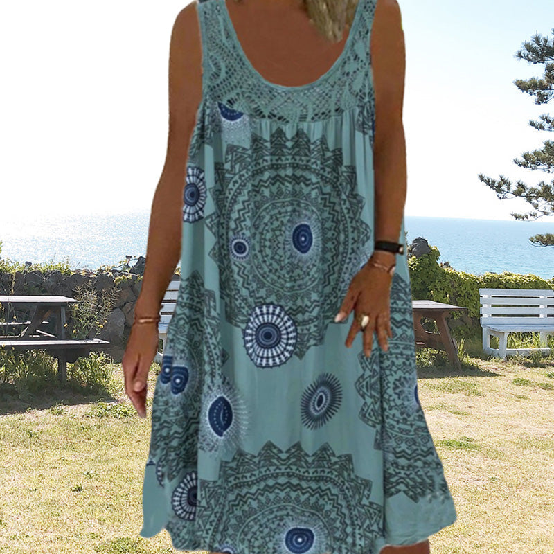 Robe d'été sans manches à col rond pour femmes