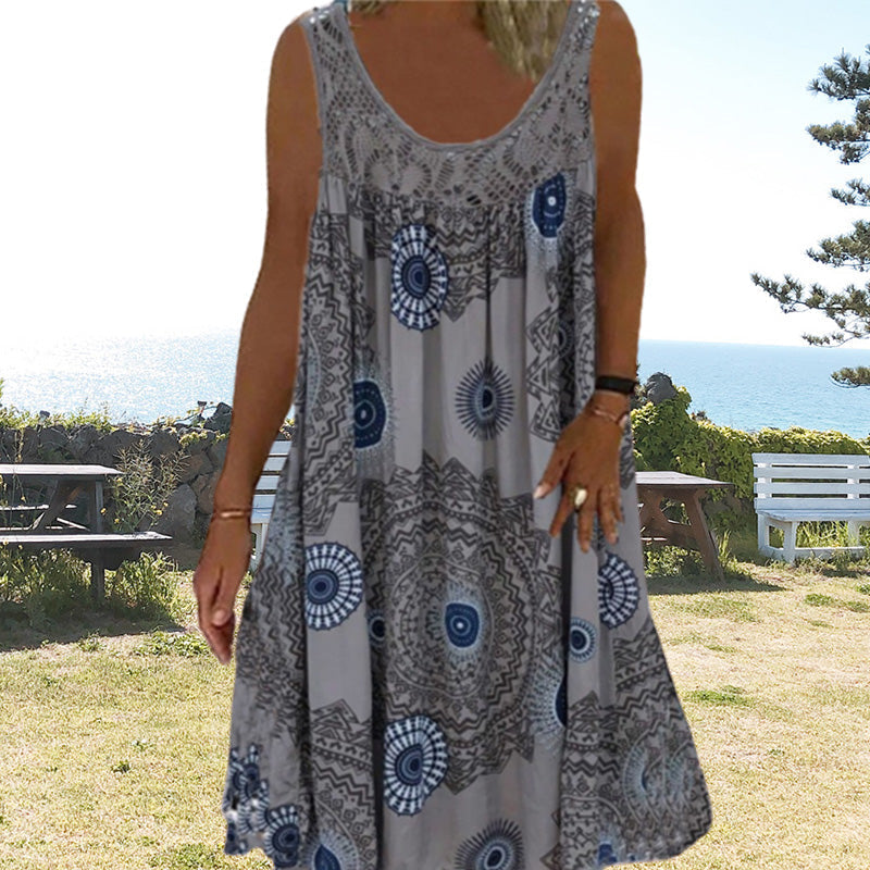 Robe d'été sans manches à col rond pour femmes