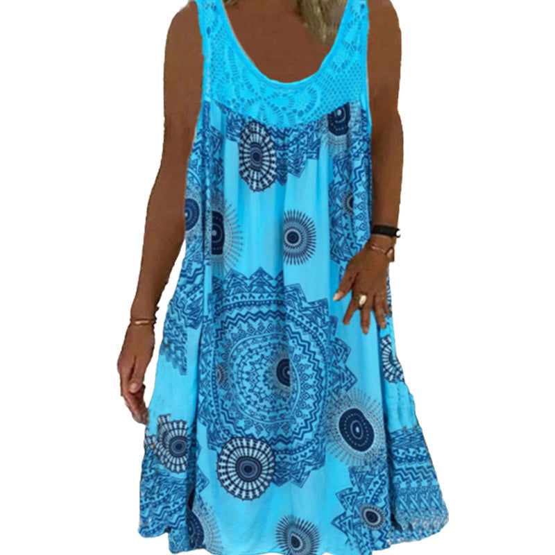 Robe d'été sans manches à col rond pour femmes