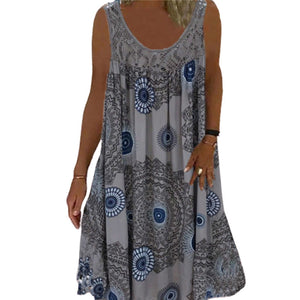 Robe d'été sans manches à col rond pour femmes