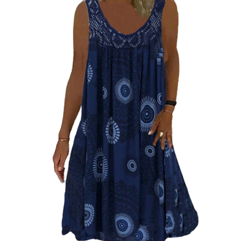 Robe d'été sans manches à col rond pour femmes