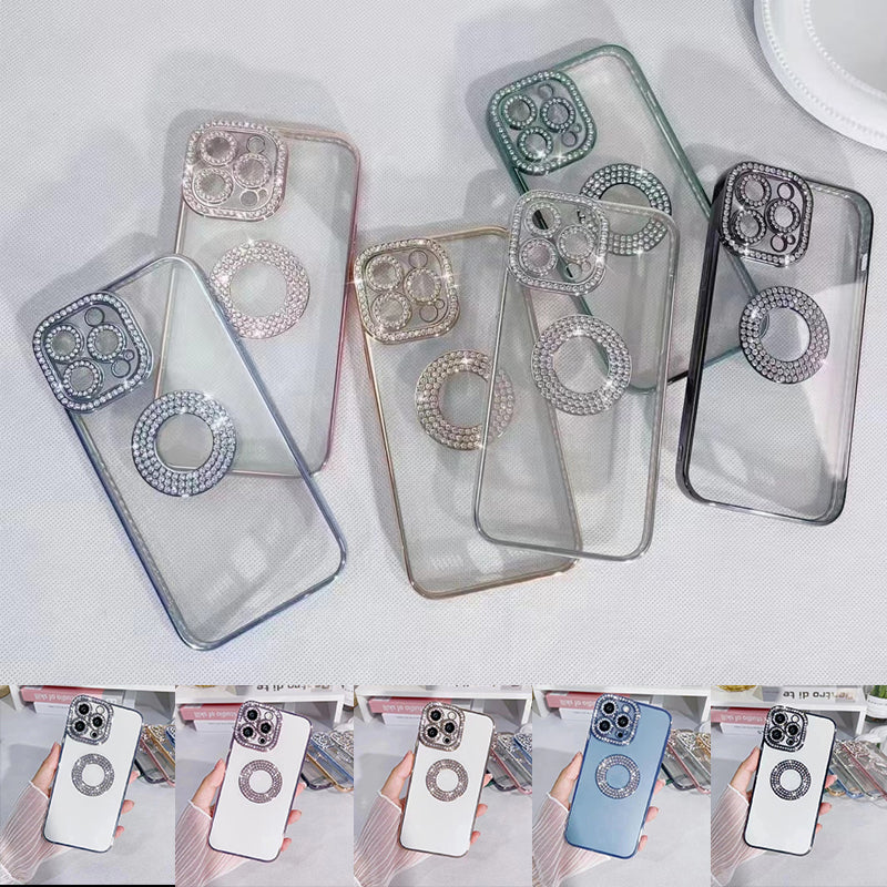 Étui de téléphone transparent de protection de mode de luxe en silicone souple strass