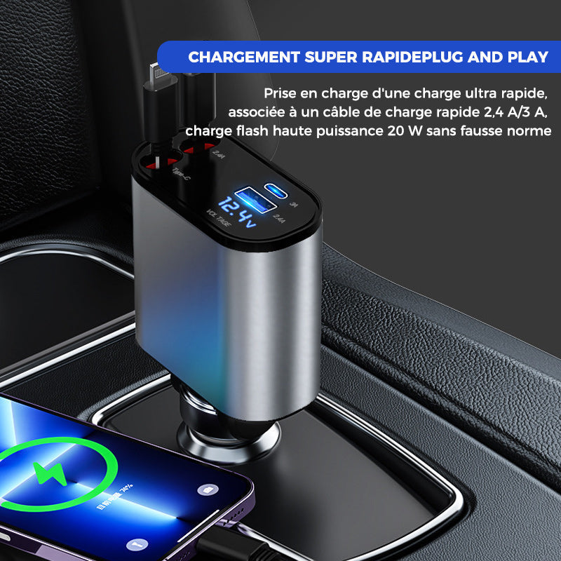 Chargeur de voiture rétractable