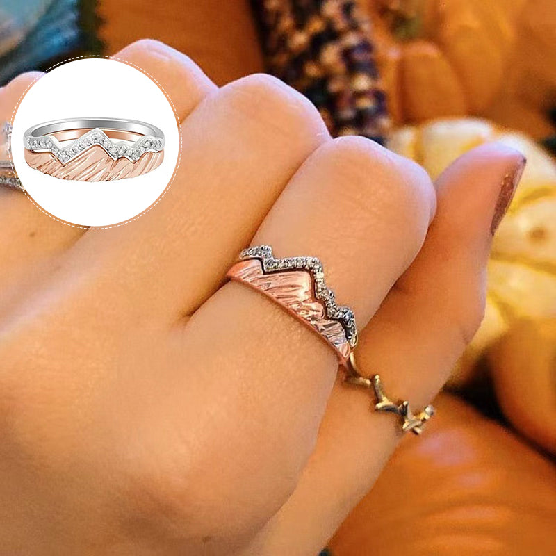Bague à Double Couches en Forme de Vague et Montagne