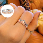 Bague à Double Couches en Forme de Vague et Montagne