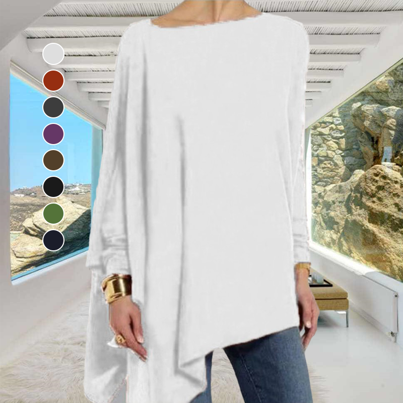 T-shirt à Manches Longues de Couleur Unie pour Femmes
