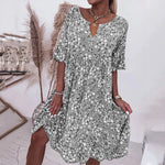 Robe à Demi-manches à Imprimé Floral