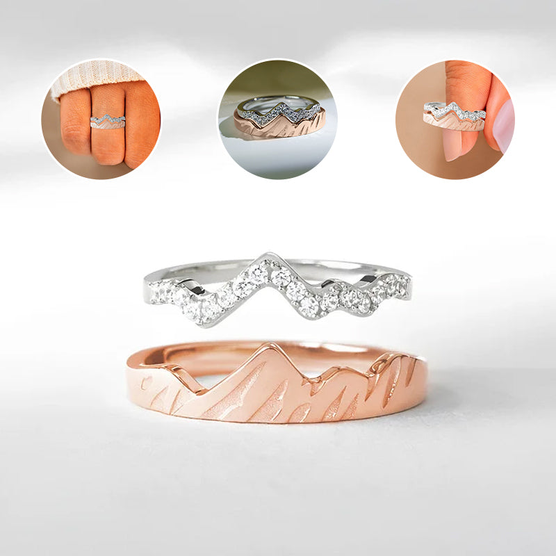 Bague à Double Couches en Forme de Vague et Montagne