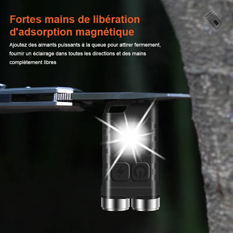 Mini lampe de poche porte-clés magnétique