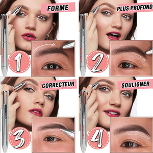 Stylo 4-en-1 pour le contour et l'illumination des sourcils