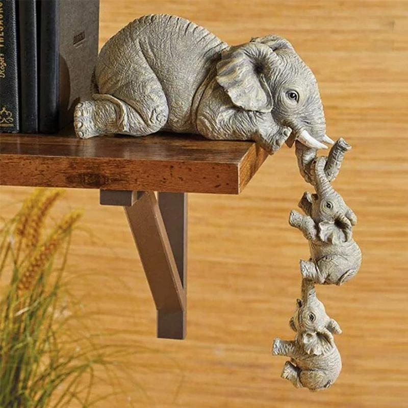 Figurines Peintes à la Main de l'Eléphant Assis
