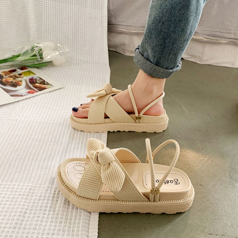 Sandales élégantes à plateforme avec nœud pour dames