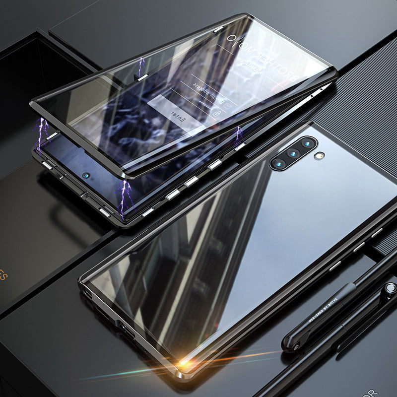 Étui de téléphone double face en verre trempé magnétique pour Samsung