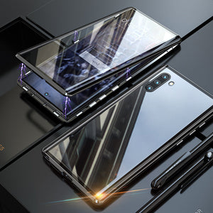 Étui de téléphone double face en verre trempé magnétique pour Samsung
