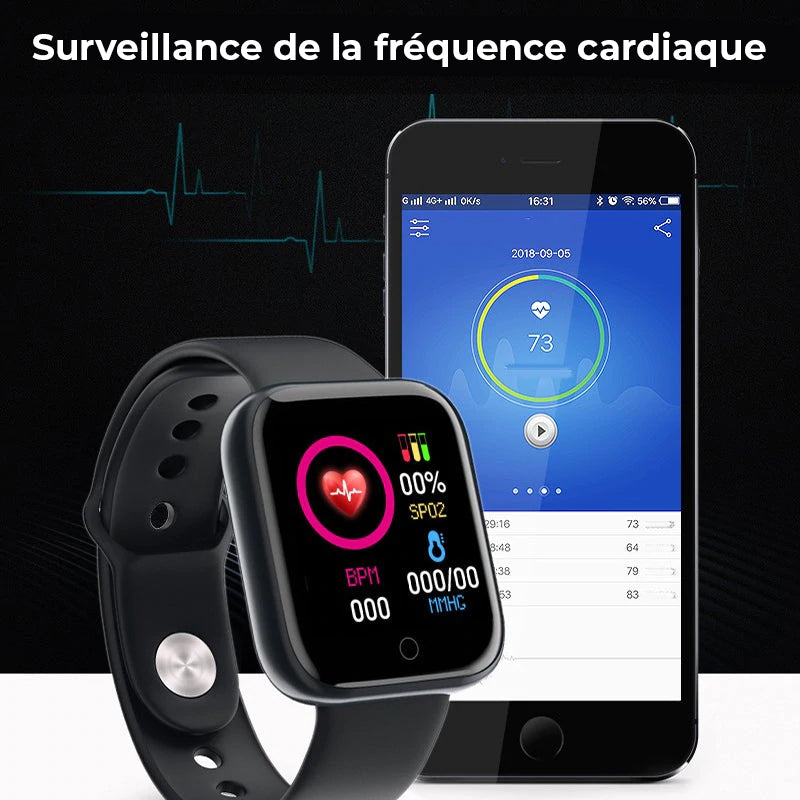 Montre intelligente de surveillance de la fréquence cardiaque
