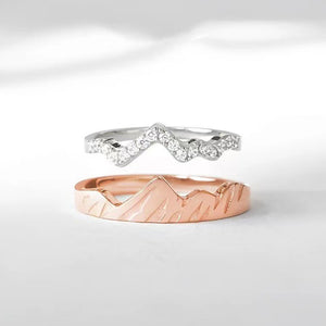 Bague à Double Couches en Forme de Vague et Montagne