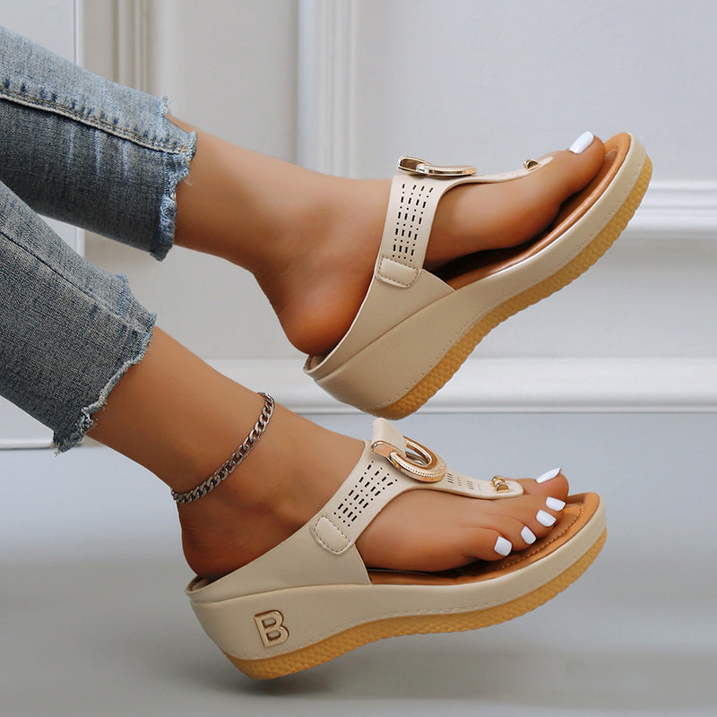 Summer Women Flip Flops Wedges Thick Slippers