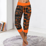 Pantalon capris à cordon de serrage et imprimé camouflage