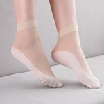 Chaussettes Soyeuses en Coton Anti-dérapant, 5 paires