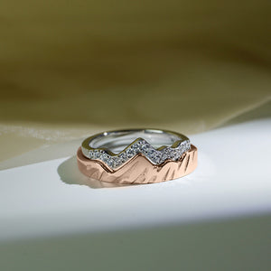 Bague à Double Couches en Forme de Vague et Montagne