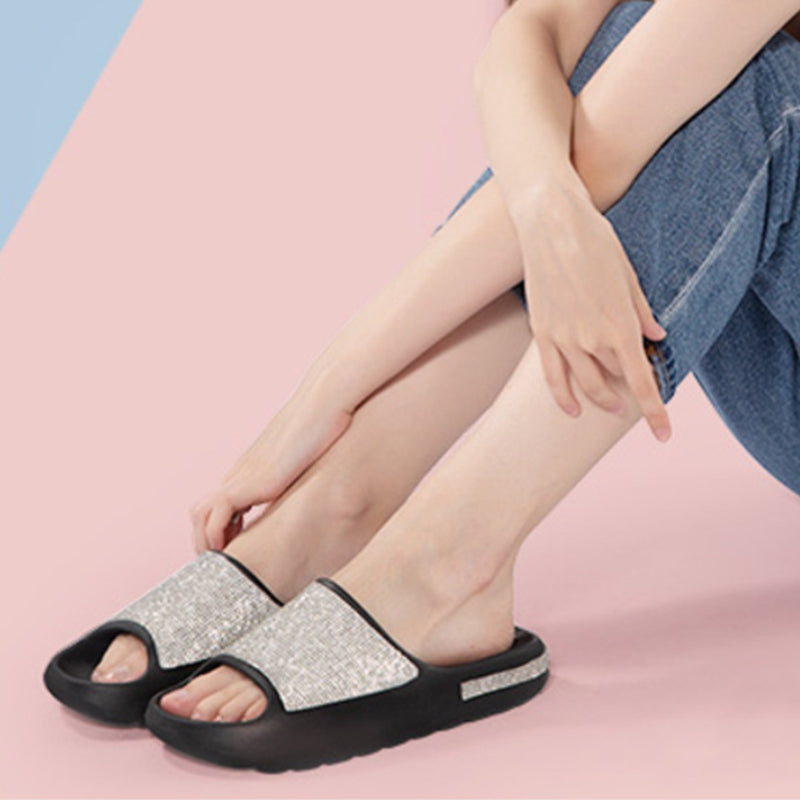 Belles pantoufles d'été pour femmes avec strass