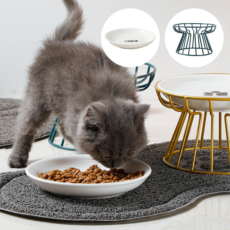 Assiette pour Chat d'Anti-vomissement en Céramique