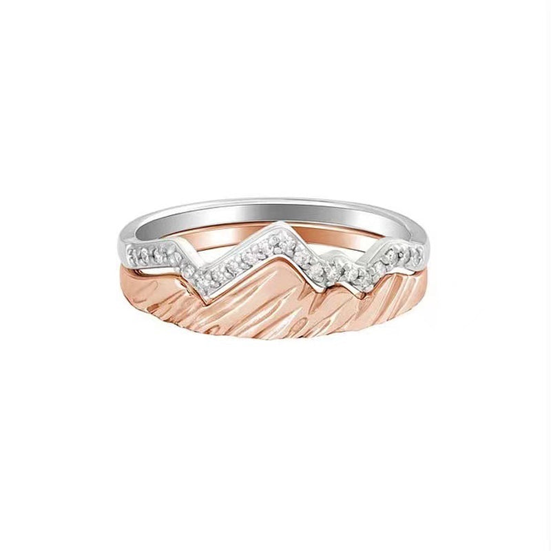 Bague à Double Couches en Forme de Vague et Montagne