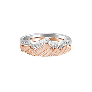 Bague à Double Couches en Forme de Vague et Montagne