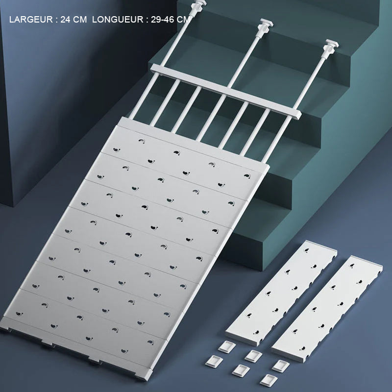 Étagère de rangement extensible pour étagère de tension de placard